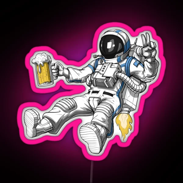 Astronaut Beer Party RGB Neon Sign