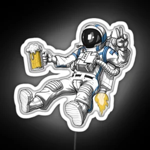 Astronaut Beer Party RGB Neon Sign