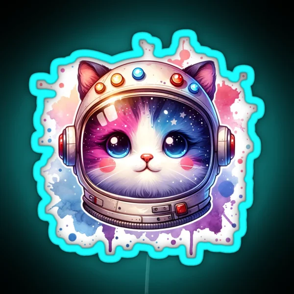 Astronaut Cat Catronaut Cosmic Space Pet Lovers Kid RGB Neon Sign