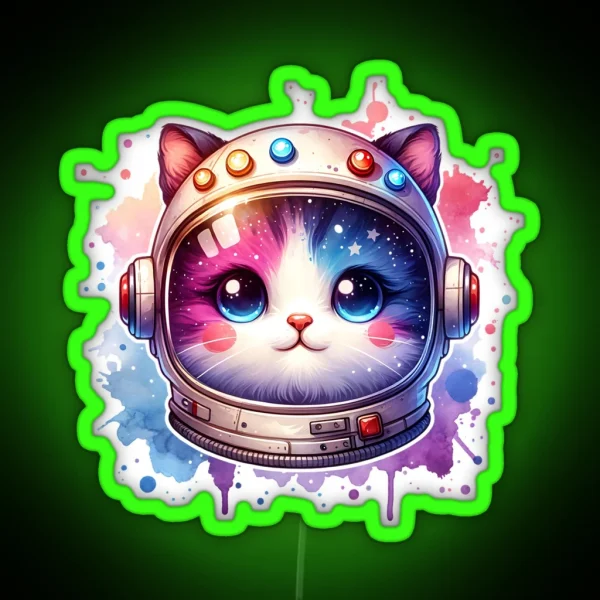 Astronaut Cat Catronaut Cosmic Space Pet Lovers Kid RGB Neon Sign