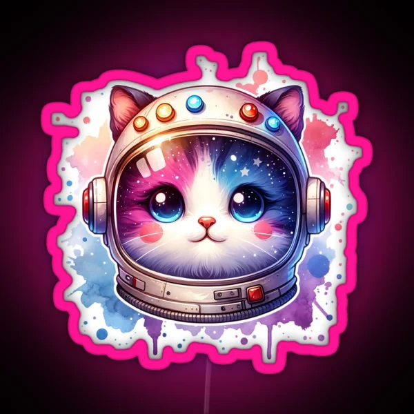 Astronaut Cat Catronaut Cosmic Space Pet Lovers Kid RGB Neon Sign