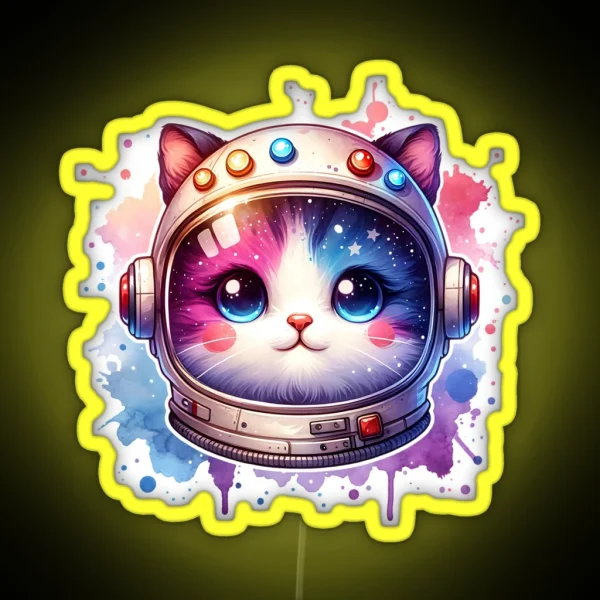 Astronaut Cat Catronaut Cosmic Space Pet Lovers Kid RGB Neon Sign
