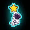Neon Starry Night Sky Glow Sign With Floating Space Adventurer Icon