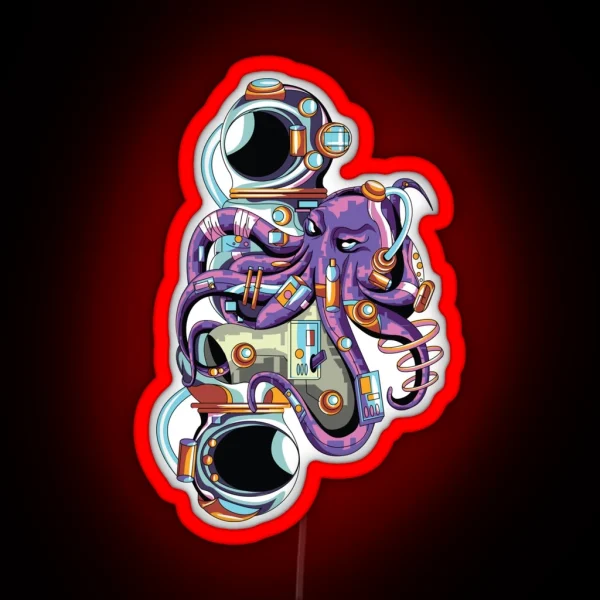 Astronaut Octopus Abstract Funny Astronaut RGB Neon Sign