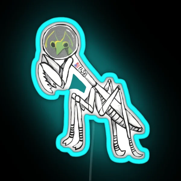 Astronaut Praying Mantis RGB Neon Sign