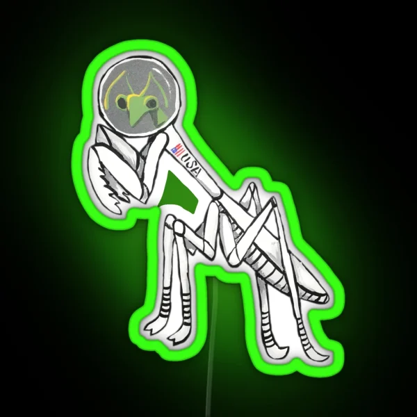 Astronaut Praying Mantis RGB Neon Sign