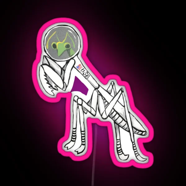 Astronaut Praying Mantis RGB Neon Sign