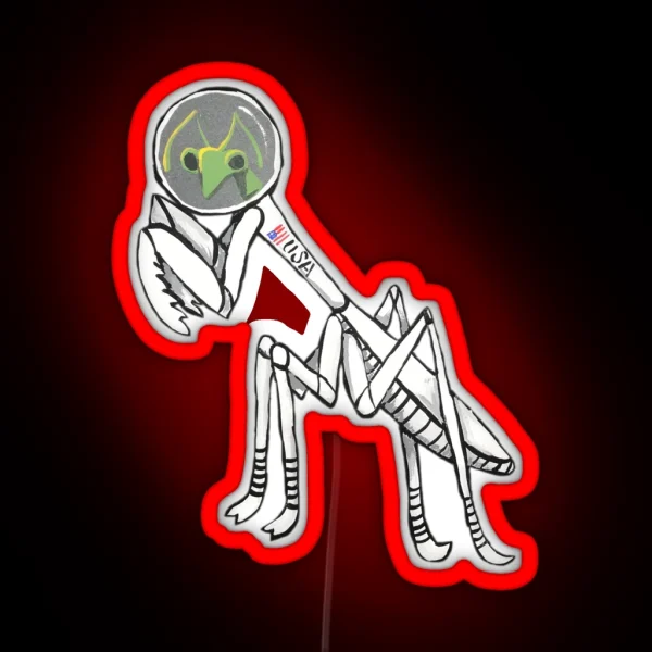 Astronaut Praying Mantis RGB Neon Sign