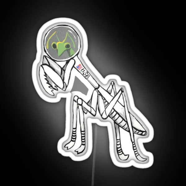 Astronaut Praying Mantis RGB Neon Sign