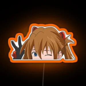 Asuka Langley Soryu Peeker Peace RGB Neon Sign