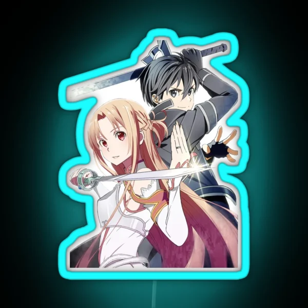 Asuna And Kirito Fight Design RGB Neon Sign