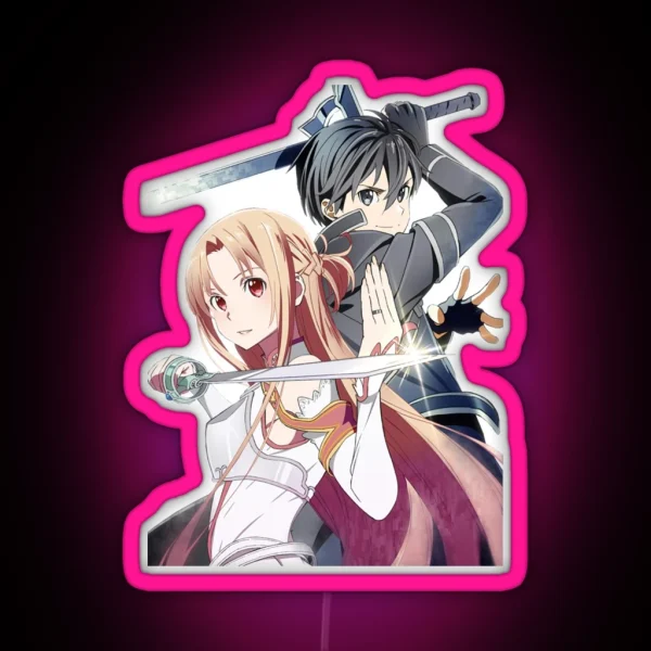 Asuna And Kirito Fight Design RGB Neon Sign