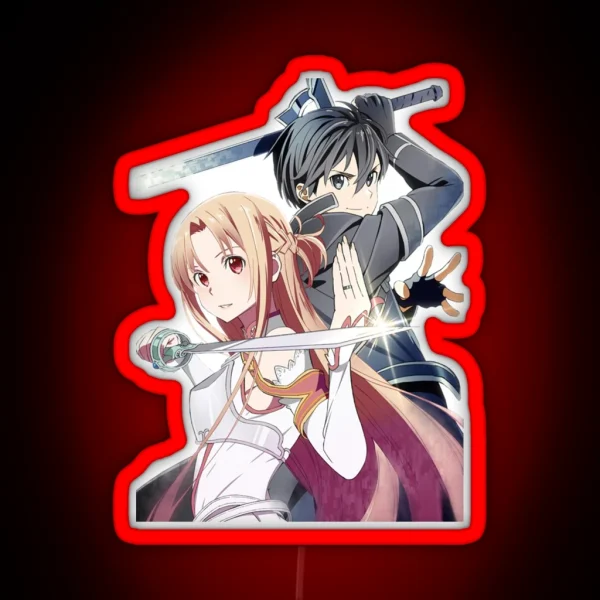 Asuna And Kirito Fight Design RGB Neon Sign