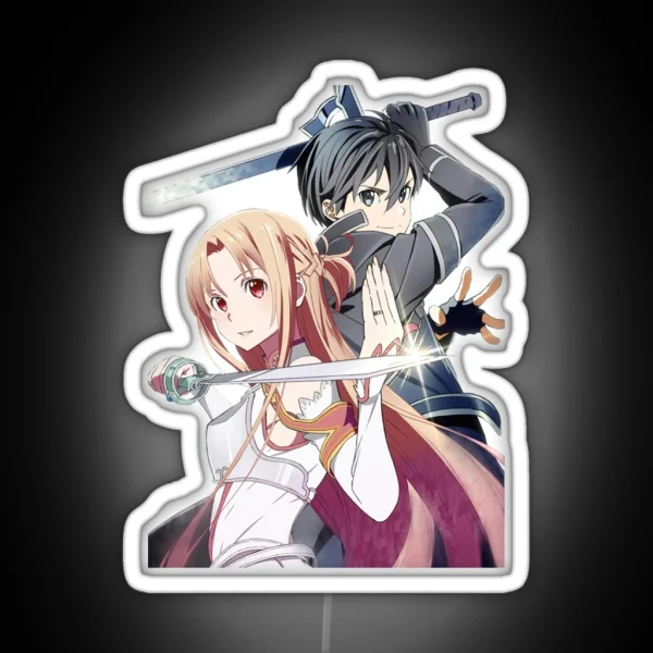Asuna And Kirito Fight Design RGB Neon Sign