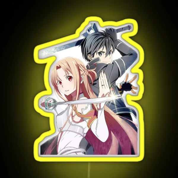Asuna And Kirito Fight Design RGB Neon Sign