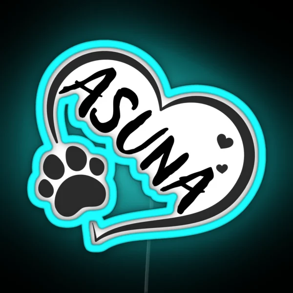 Asuna Name In A Heart With A Paw Great Gift RGB Neon Sign