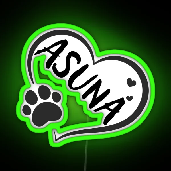 Asuna Name In A Heart With A Paw Great Gift RGB Neon Sign