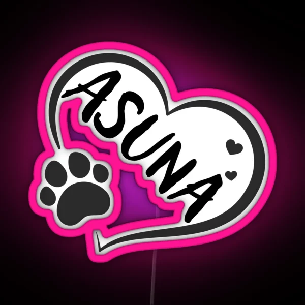 Asuna Name In A Heart With A Paw Great Gift RGB Neon Sign