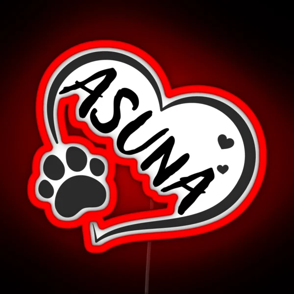 Asuna Name In A Heart With A Paw Great Gift RGB Neon Sign
