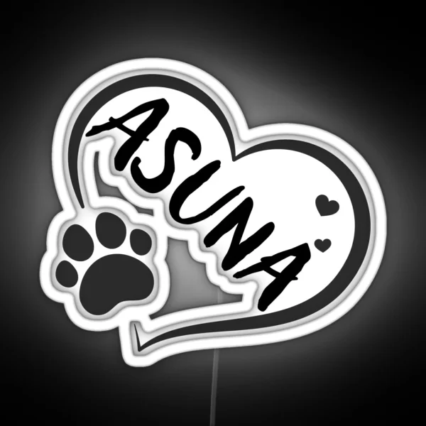 Asuna Name In A Heart With A Paw Great Gift RGB Neon Sign