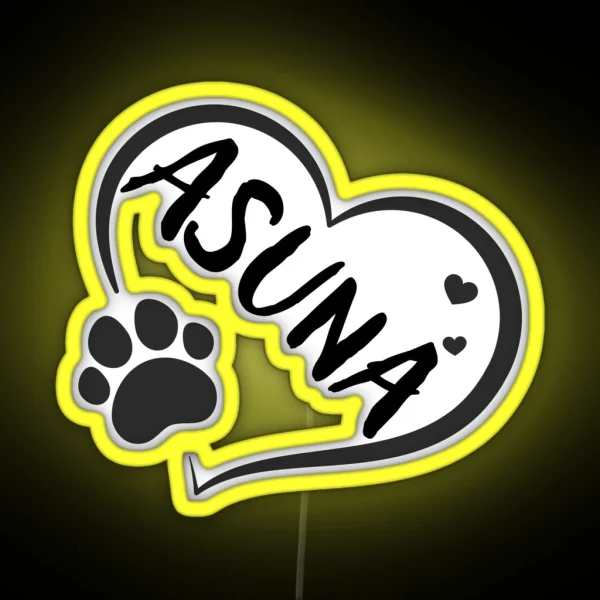 Asuna Name In A Heart With A Paw Great Gift RGB Neon Sign
