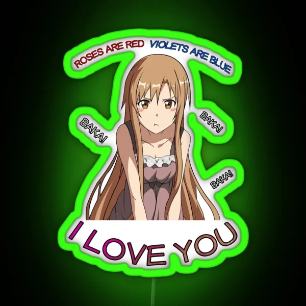 Asuna Roses Are Red Inspired Anime Led RGB Neon Sign