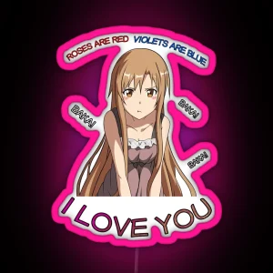 Asuna Roses Are Red Inspired Anime Led RGB Neon Sign