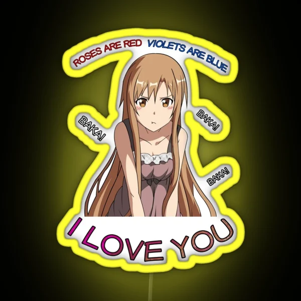 Asuna Roses Are Red Inspired Anime Led RGB Neon Sign