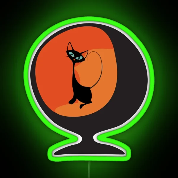 Atomic Cat Sitting On 50s Retro Chair RGB Neon Sign