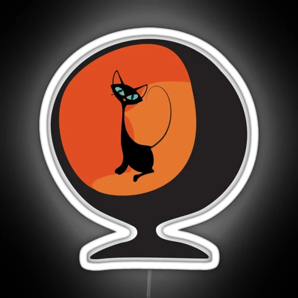 Atomic Cat Sitting On 50s Retro Chair RGB Neon Sign