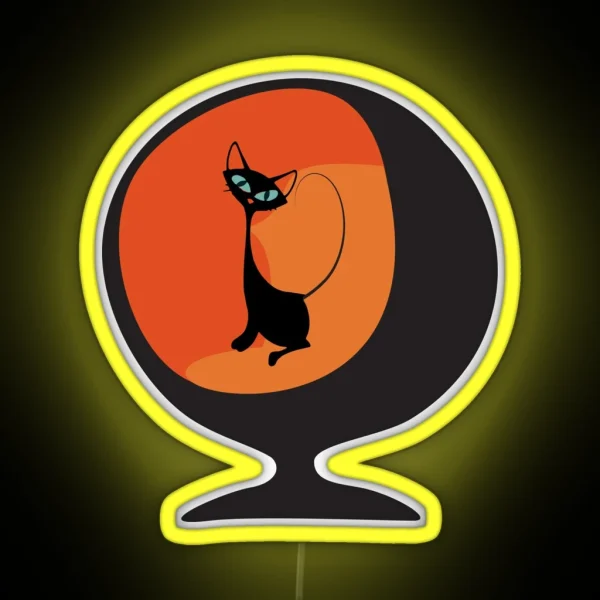 Atomic Cat Sitting On 50s Retro Chair RGB Neon Sign