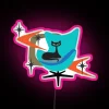 Vintage inspired atomic cat neon art decorative LED wall sign