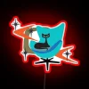 Vibrant Neon Sign of Atomic Cat Relaxing in Retro Style