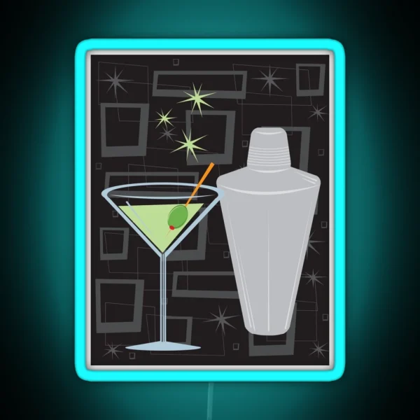 Atomic Retro Martini And Shaker RGB Neon Sign