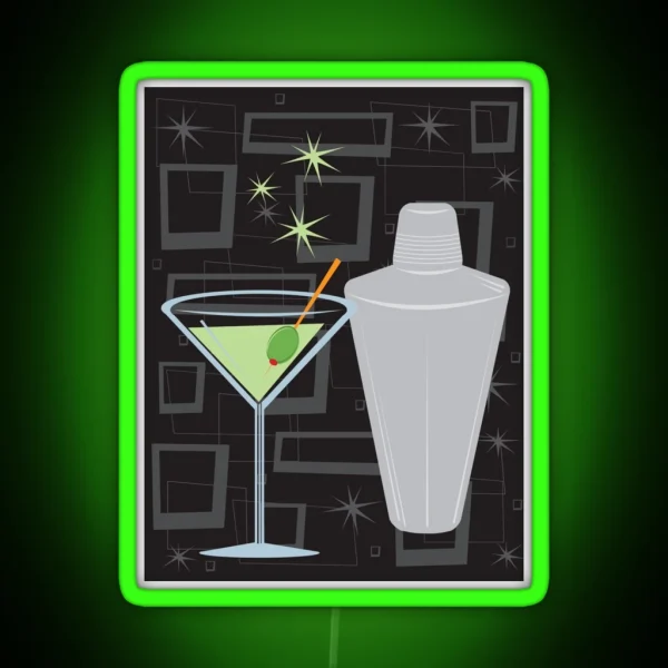 Atomic Retro Martini And Shaker RGB Neon Sign