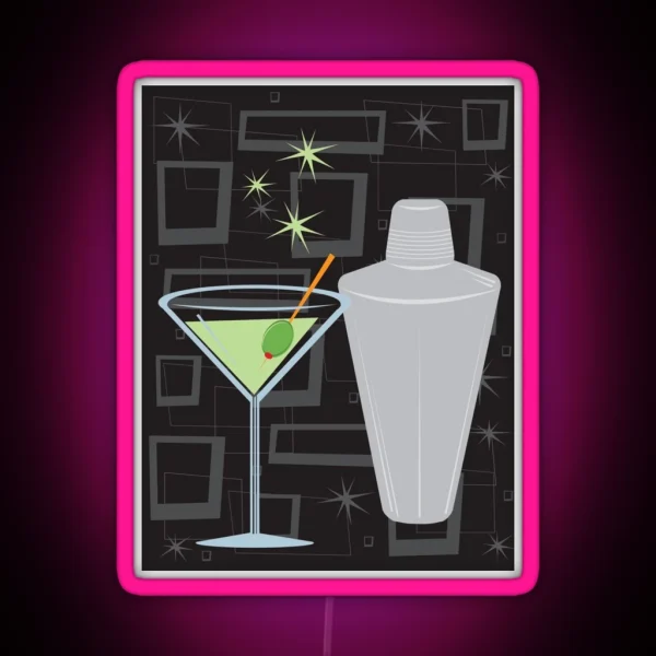 Atomic Retro Martini And Shaker RGB Neon Sign