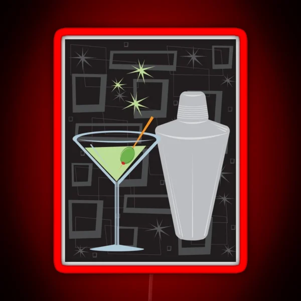 Atomic Retro Martini And Shaker RGB Neon Sign