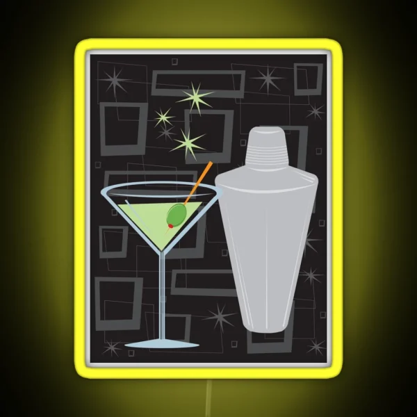 Atomic Retro Martini And Shaker RGB Neon Sign