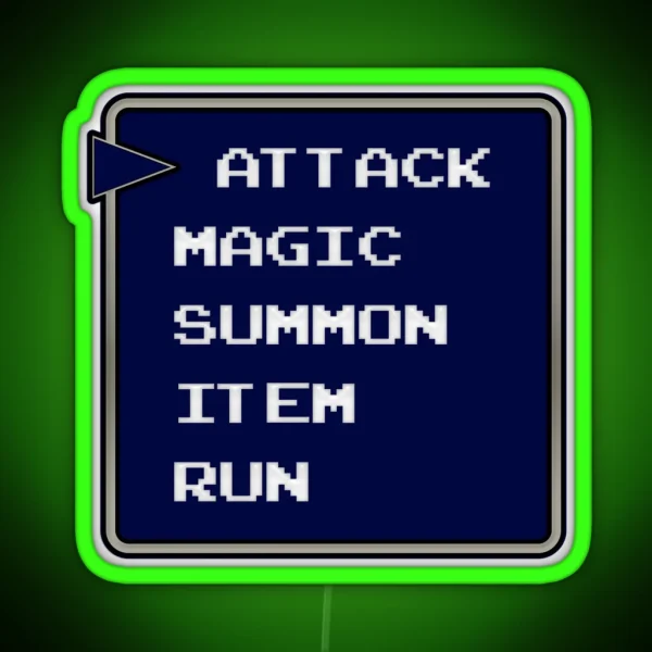 Attack Magic Summon Item Run Funny Final Fantasy Gift For Gamers RGB Neon Sign