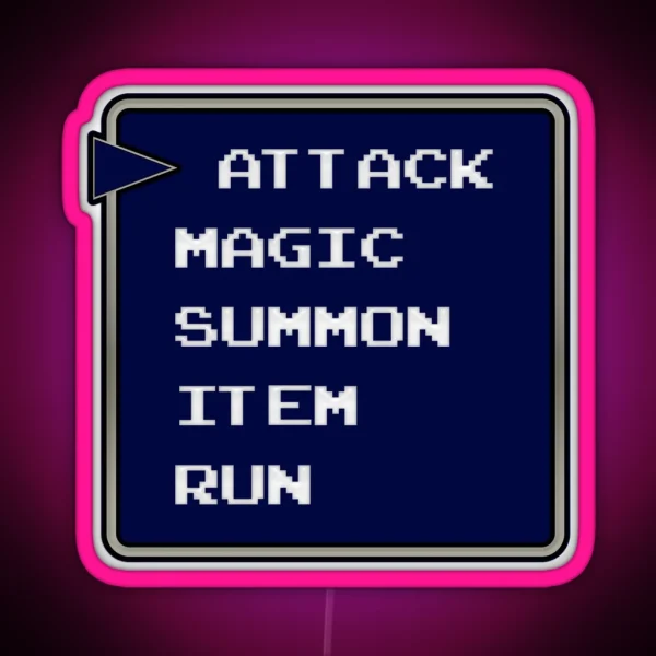 Attack Magic Summon Item Run Funny Final Fantasy Gift For Gamers RGB Neon Sign