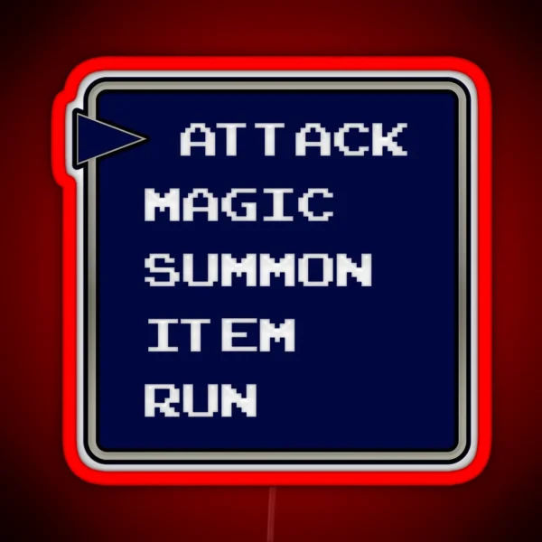 Attack Magic Summon Item Run Funny Final Fantasy Gift For Gamers RGB Neon Sign