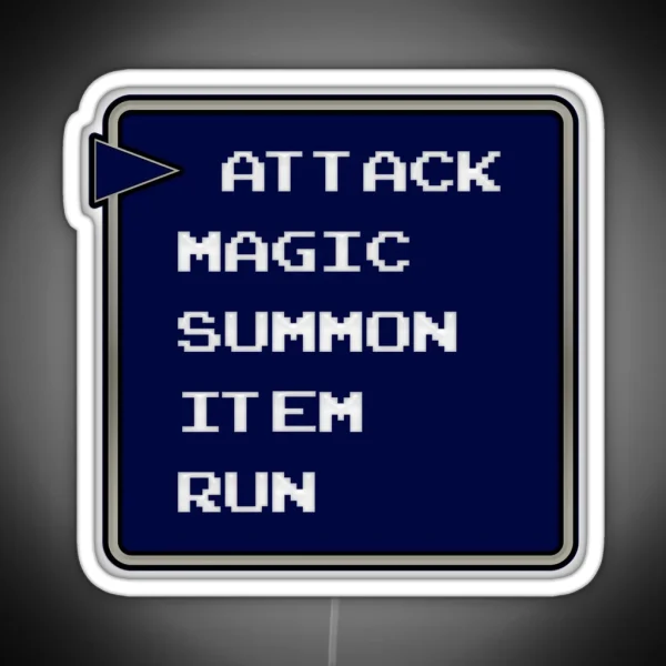 Attack Magic Summon Item Run Funny Final Fantasy Gift For Gamers RGB Neon Sign