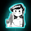 Attractive Alluring Teenager Beautiful Komi San With A Gun From The Anime Komi San Cant Communicate RGB Neon Sign - Image 3