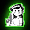 Attractive Alluring Teenager Beautiful Komi San With A Gun From The Anime Komi San Cant Communicate RGB Neon Sign - Image 4