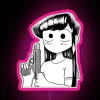 Attractive Alluring Teenager Beautiful Komi San With A Gun From The Anime Komi San Cant Communicate RGB Neon Sign - Image 6