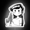 Attractive Alluring Teenager Beautiful Komi San With A Gun From The Anime Komi San Cant Communicate RGB Neon Sign