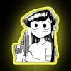 Attractive Alluring Teenager Beautiful Komi San With A Gun From The Anime Komi San Cant Communicate RGB Neon Sign - Image 5