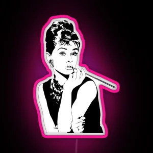 Audrey Hepburn Illustration RGB Neon Sign