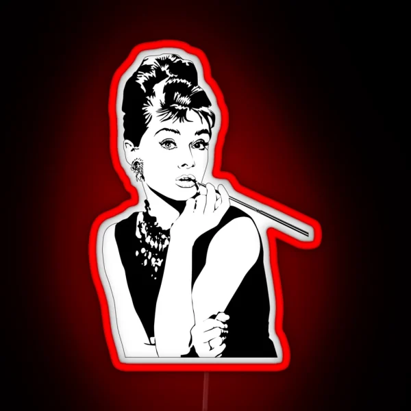 Audrey Hepburn Illustration RGB Neon Sign