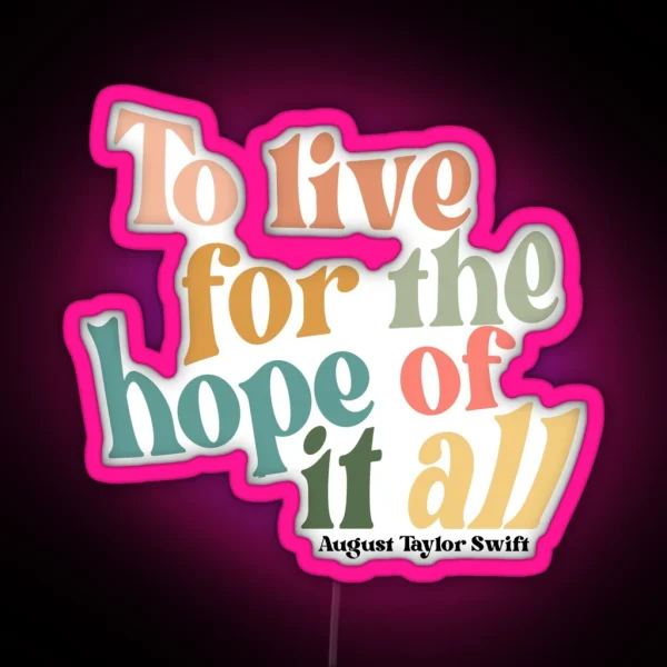August Folklore Lyrics RGB Neon Sign